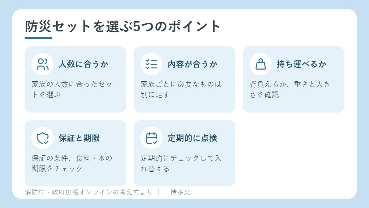 防災セットを選ぶ5つのポイント