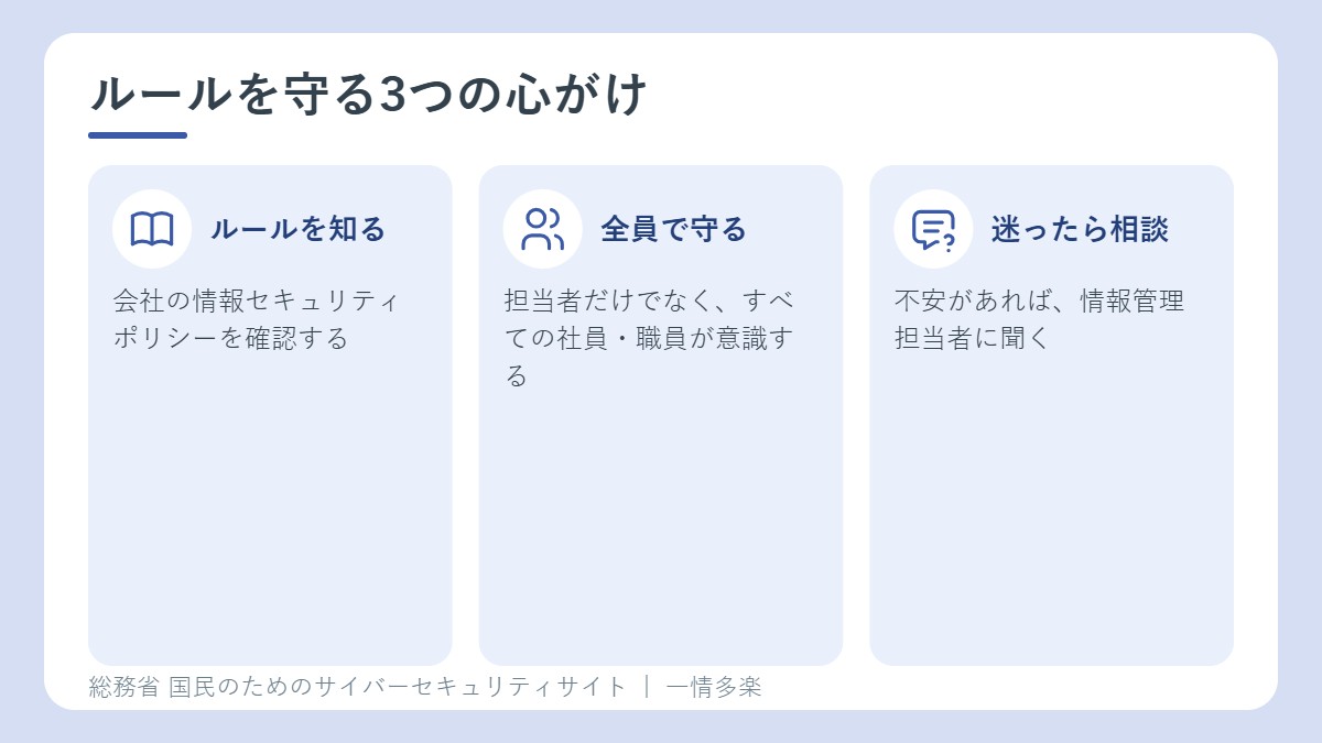 情報セキュリティポリシーを守る心がけ
