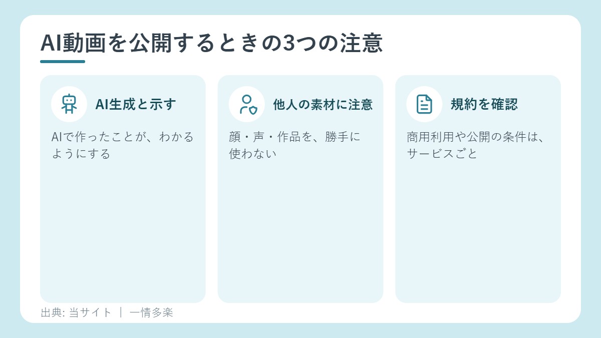 AI動画を公開するときの3つの注意