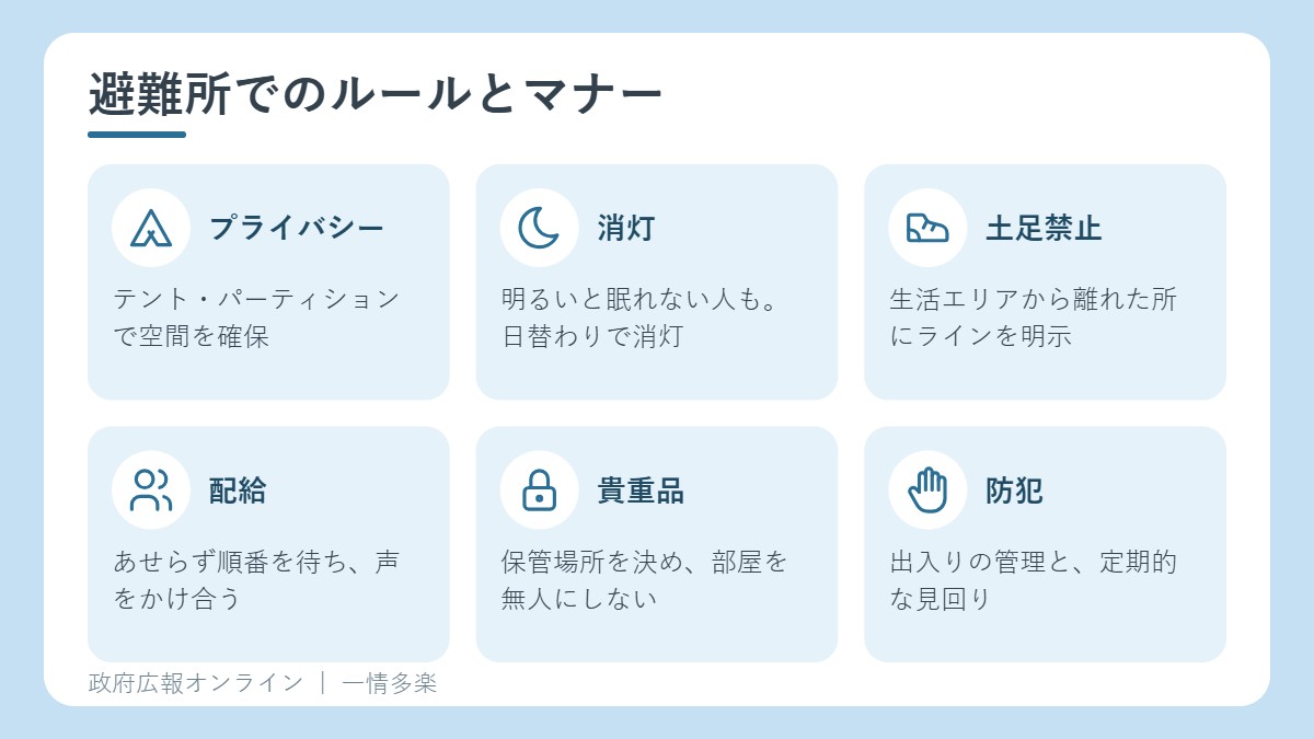 避難所で気をつけたい6つの基本