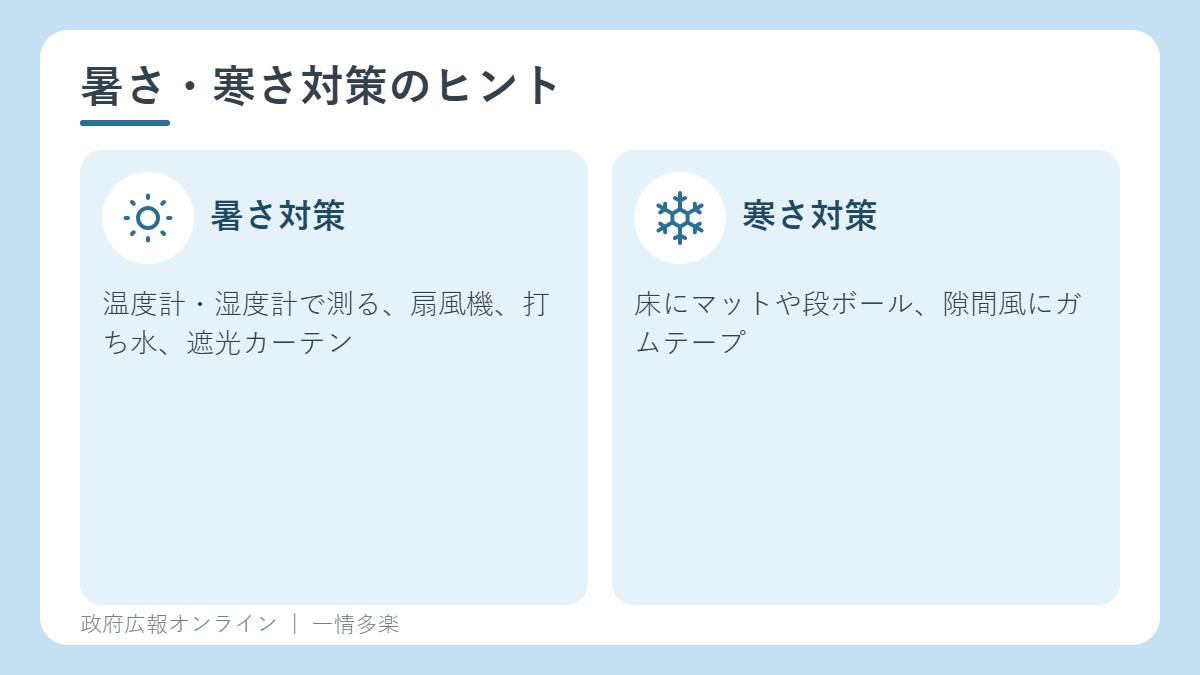 避難所の暑さ対策と寒さ対策
