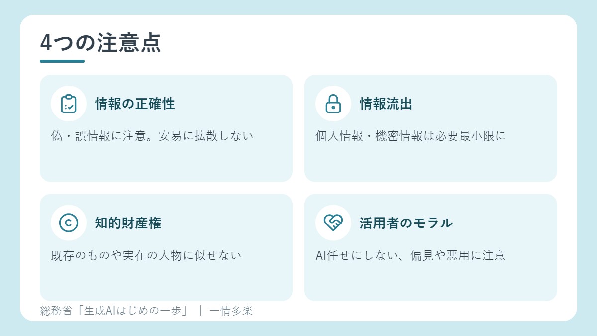 生成AIを使うときの4つの注意点